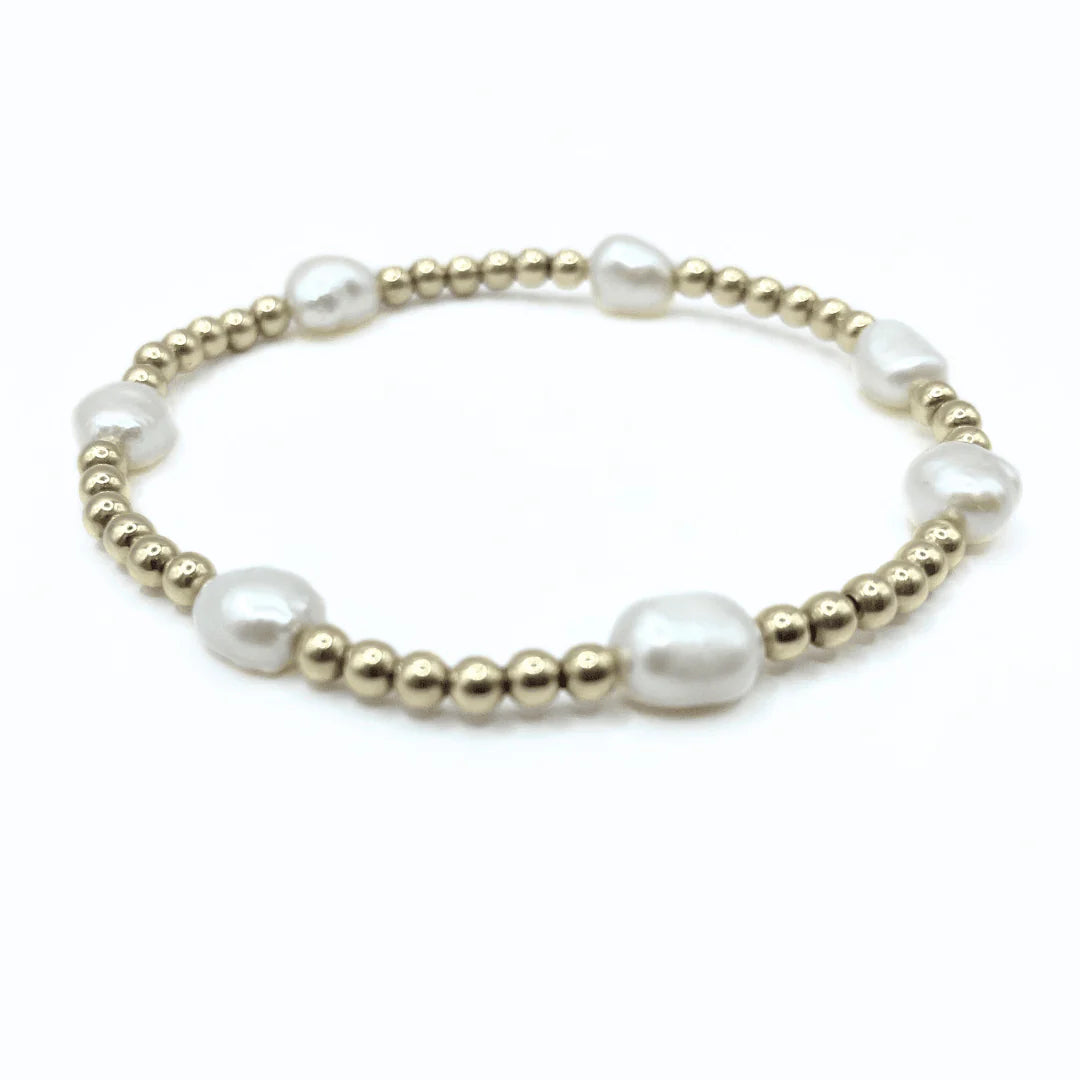 Baroque Pattern Pearl Bracelet in 14K Gold-Filled