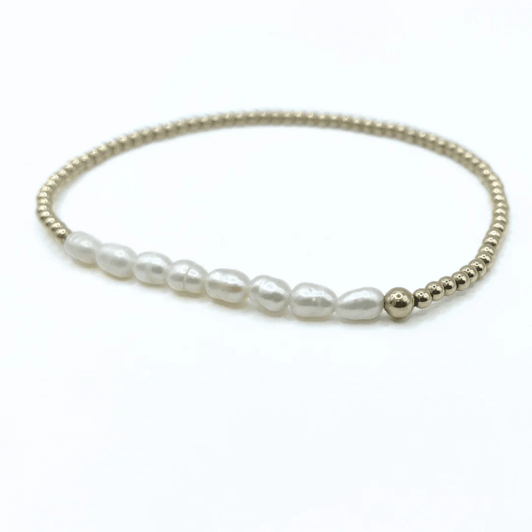 Petite Row Rice Pearl Bracelet with 14K Gold-Filled Beads