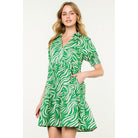 THML Green Short sleeve print dress