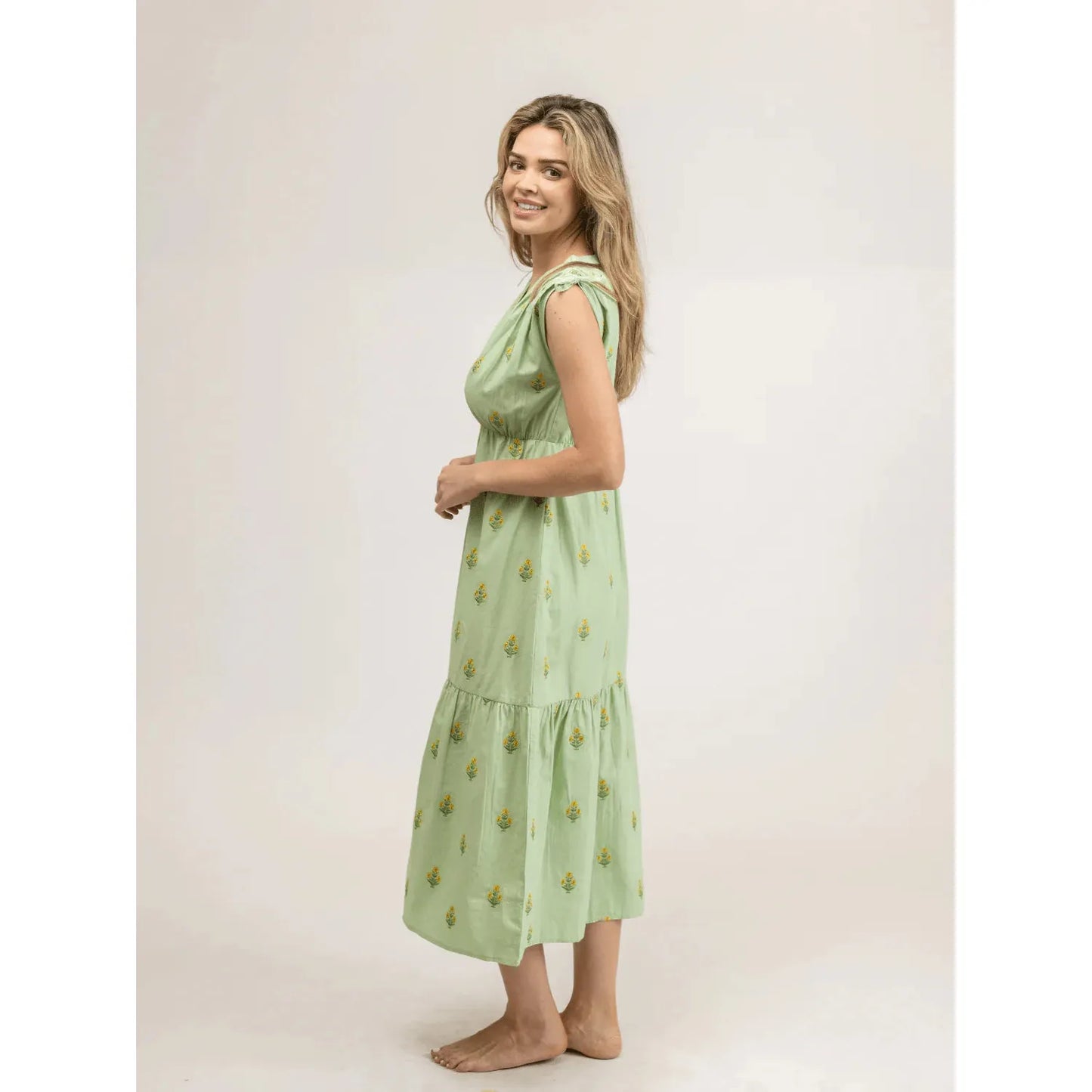 Blaire Dress in petite green floral