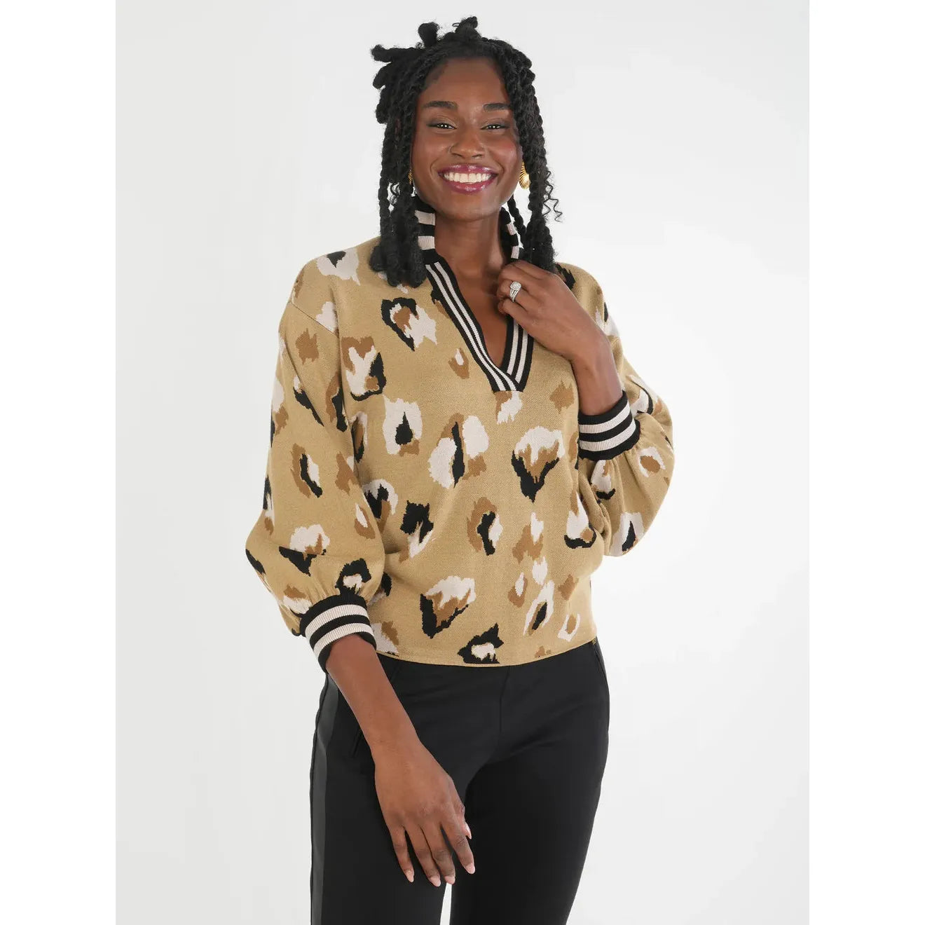 The Lolli Sweater in Cocoa Brushed Cheetah