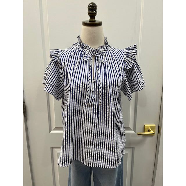 entro blue/white short sleeve top