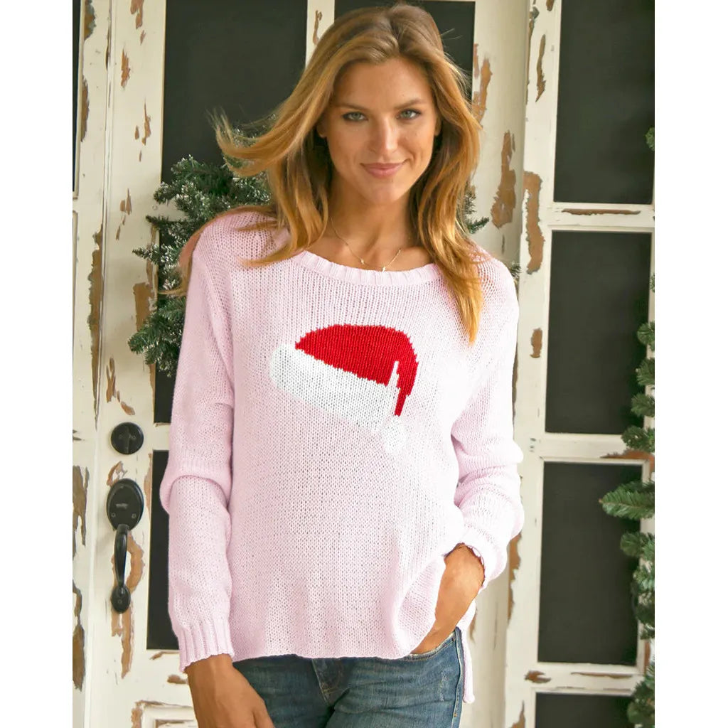 Santa Hat Crew Cotton Sweater